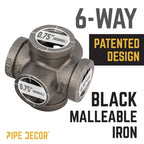 3/4 in. Black 6-Way Fitting