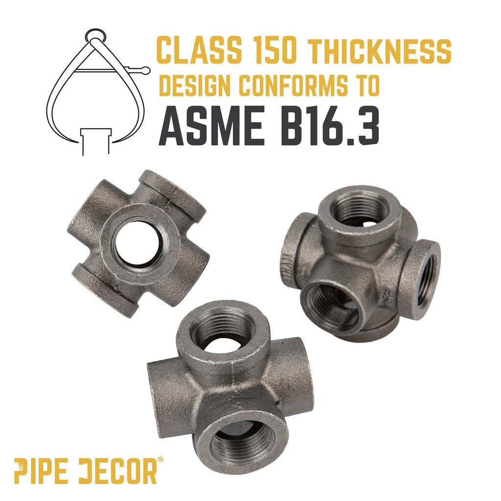 3/4 in. Black 6-Way Fitting