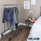58 in. Rolling Single Rod Clothing Rack