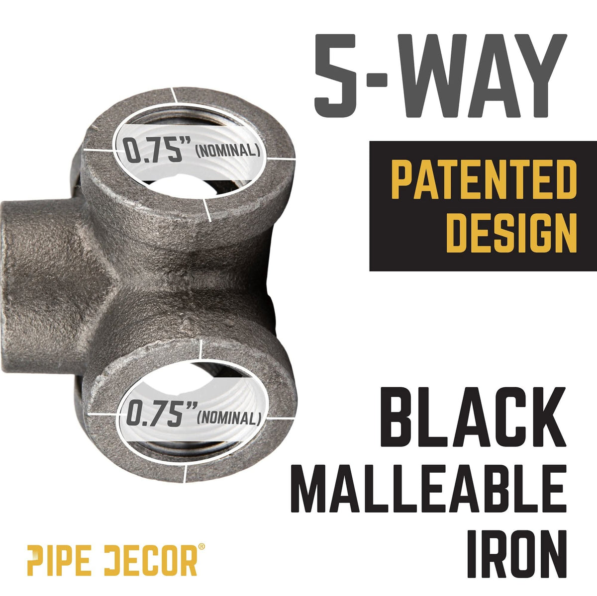 3/4 in. Black 5-Way Fitting