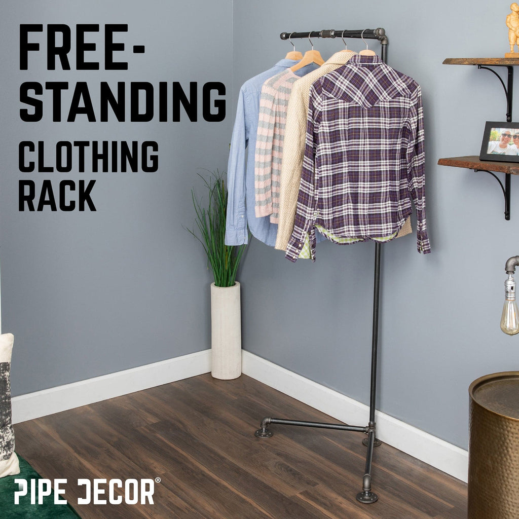 Freestanding Tee-Style Pipe Clothing Rack
