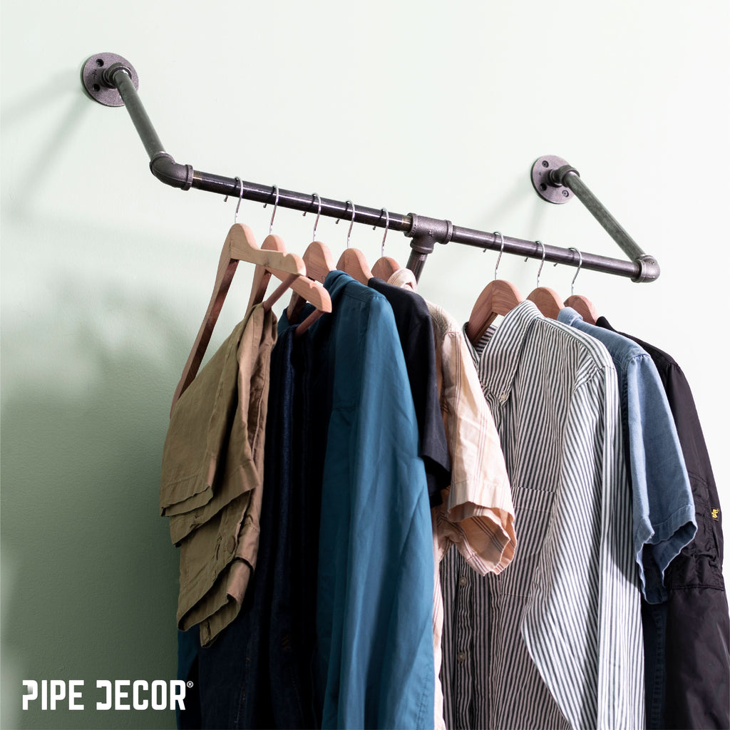 28 in. Tri-flange Wall Mounted Clothing Rack By PIPE DECOR
