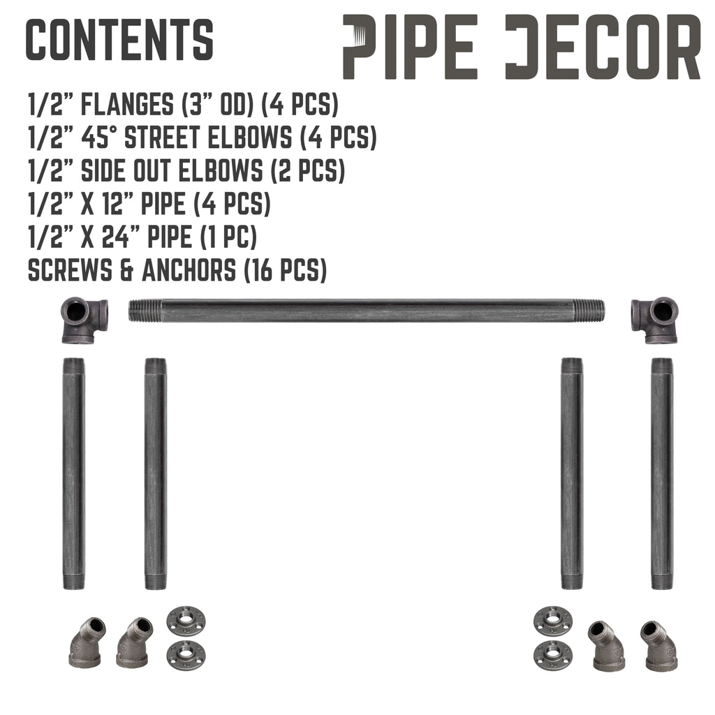 24 in. Quad-Flange Wall Mounted Clothing Rack By PIPE DECOR