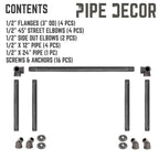 24 in. Quad-Flange Wall Mounted Clothing Rack By PIPE DECOR