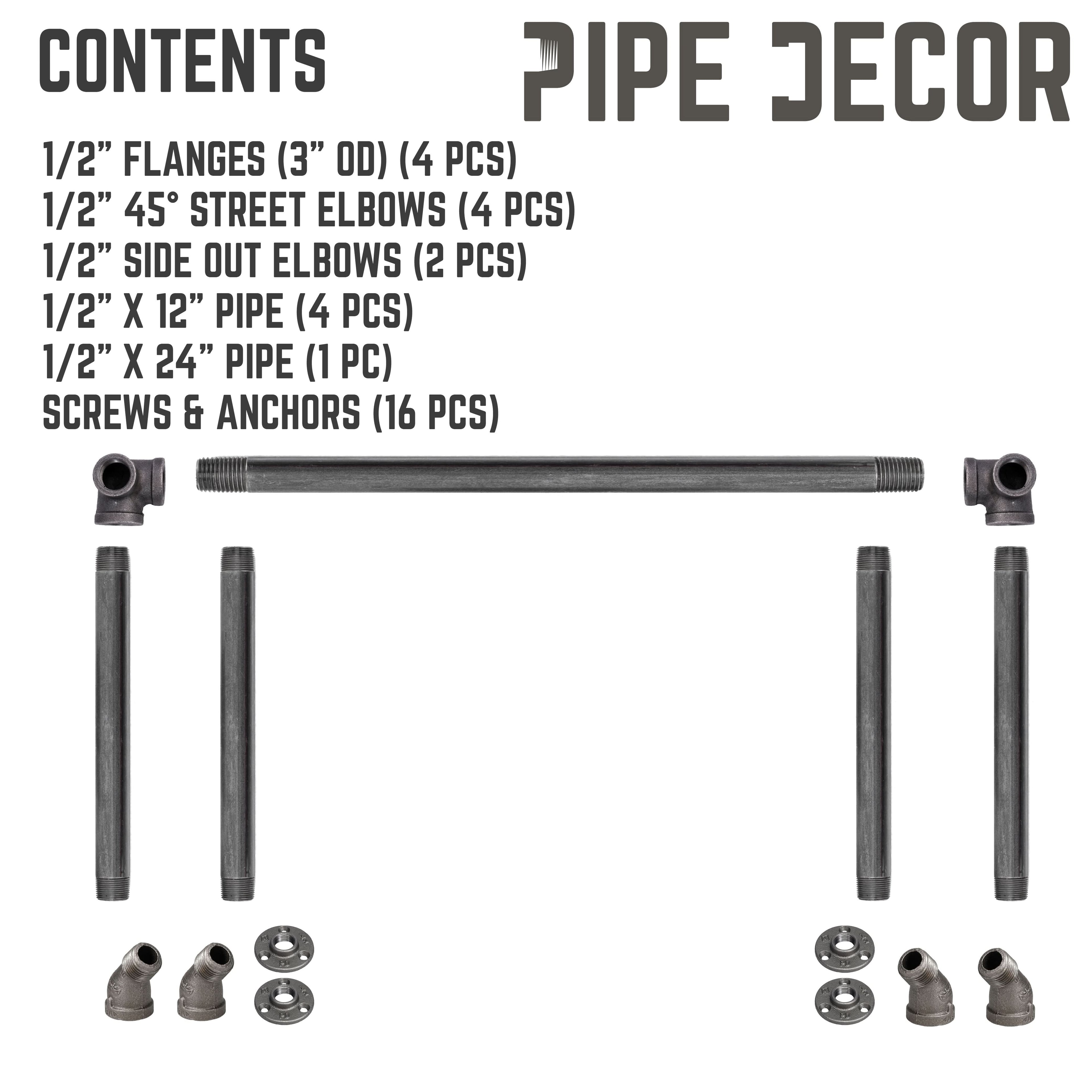 24 in. Quad-Flange Wall Mounted Clothing Rack By PIPE DECOR
