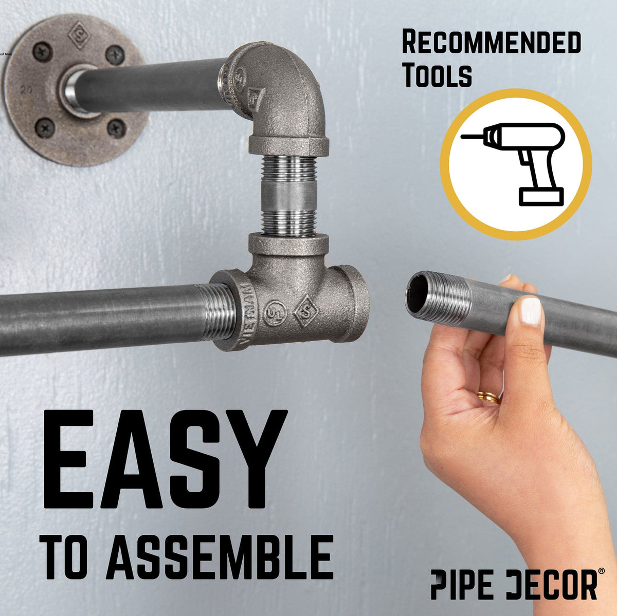 Wall-Mounted Tee-Style Pipe Clothing Rack