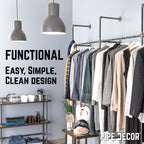 115 in. Wall Mounted Clothing Rack, Triple