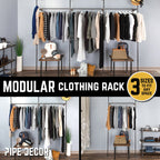 76.375 in. Wall Mounted Clothing Rack, Double