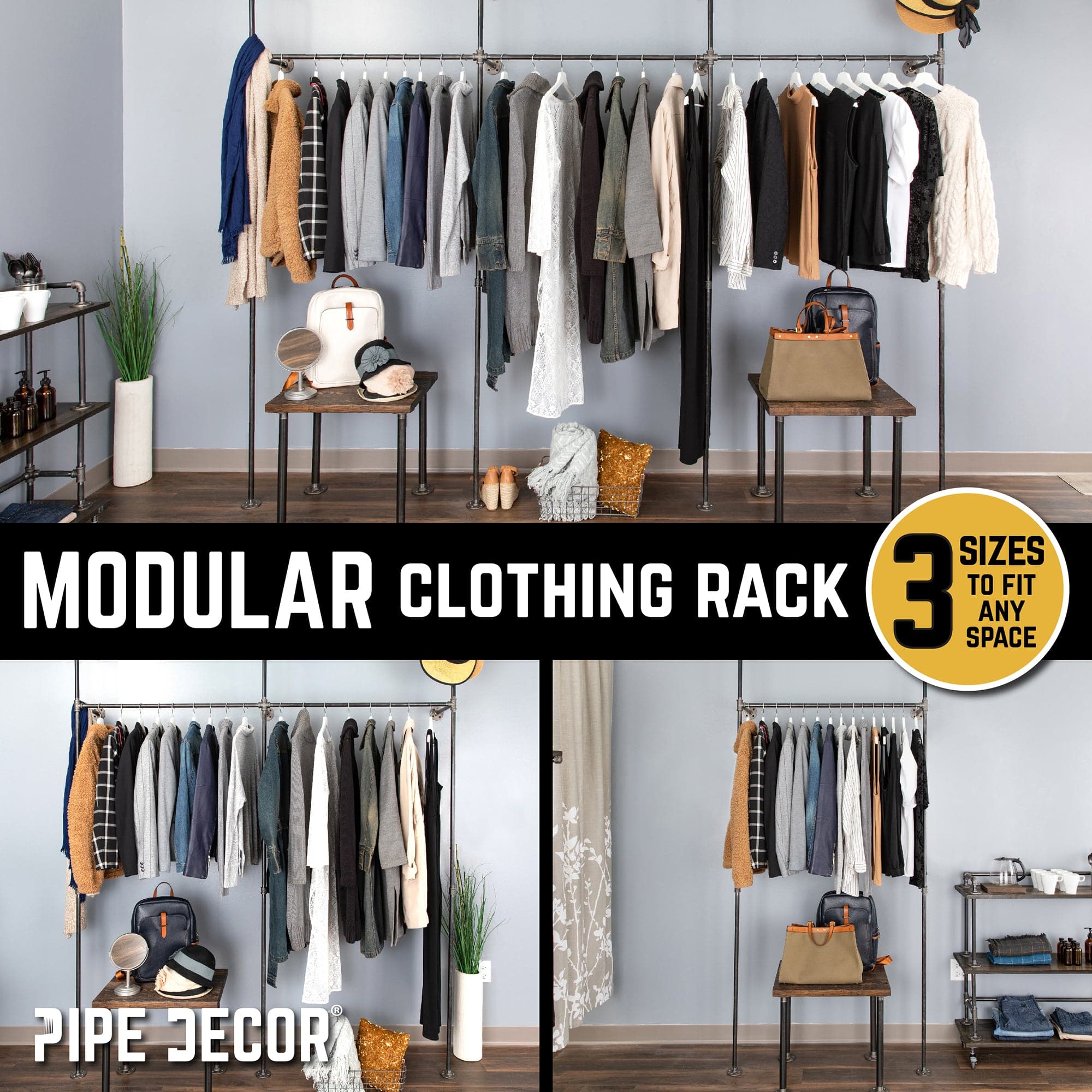 41 in. Wall Mounted Clothing Rack, Single