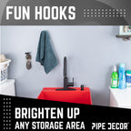 Black Industrial Curved Spigot Wall Hook with Flange (2-Pack)