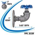 Blue Industrial Curved Spigot Wall Hook with Flange (2-Pack)