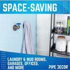 Blue Industrial Curved Spigot Wall Hook with Flange (2-Pack)