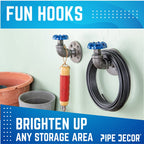 Blue Industrial Curved Spigot Wall Hook with Flange (2-Pack)