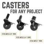 Swivel Caster Wheels for 1" Pipe (4-Pack)