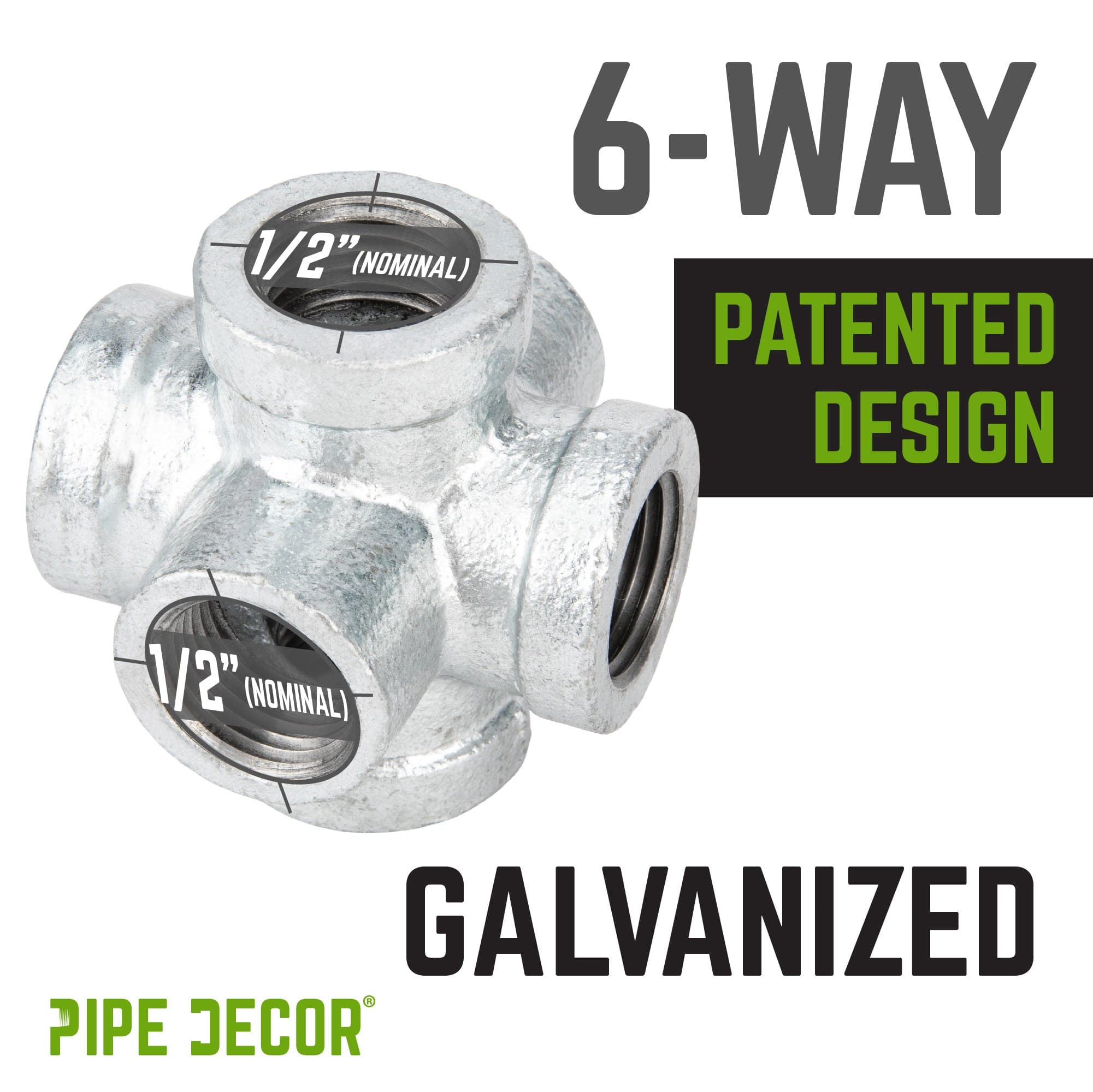 1/2 in. Galvanized 6-Way Fitting