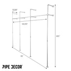115 in. Galvanized Wall Mounted Clothing Rack, Triple