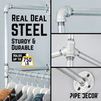 115 in. Galvanized Wall Mounted Clothing Rack, Triple