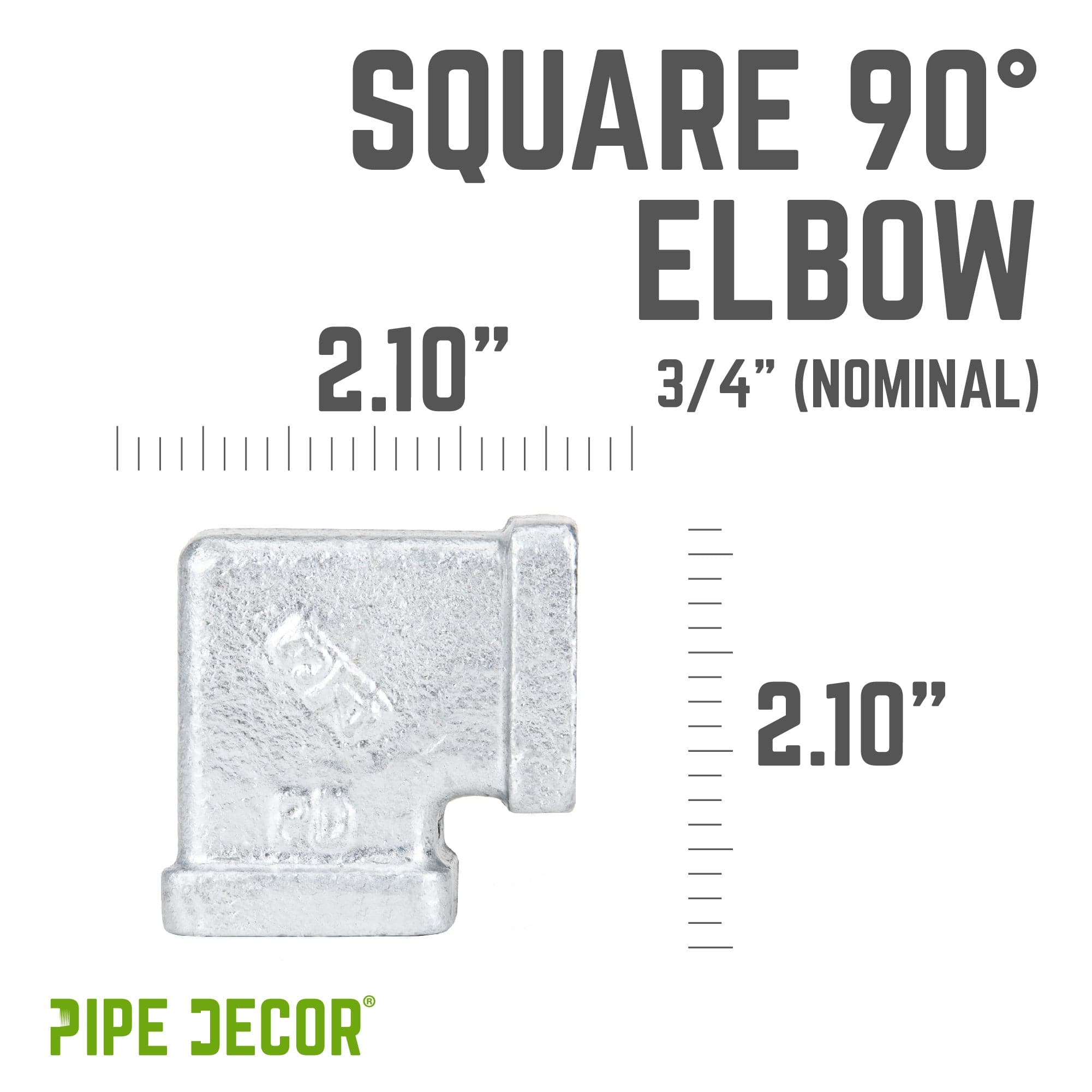 3/4 in. Galvanized Square 90 Degree Elbow