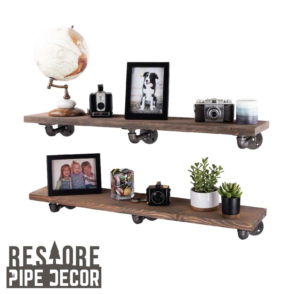 RESTORE Driftwood Tan 36 in. Shelves with L-Shaped Brackets