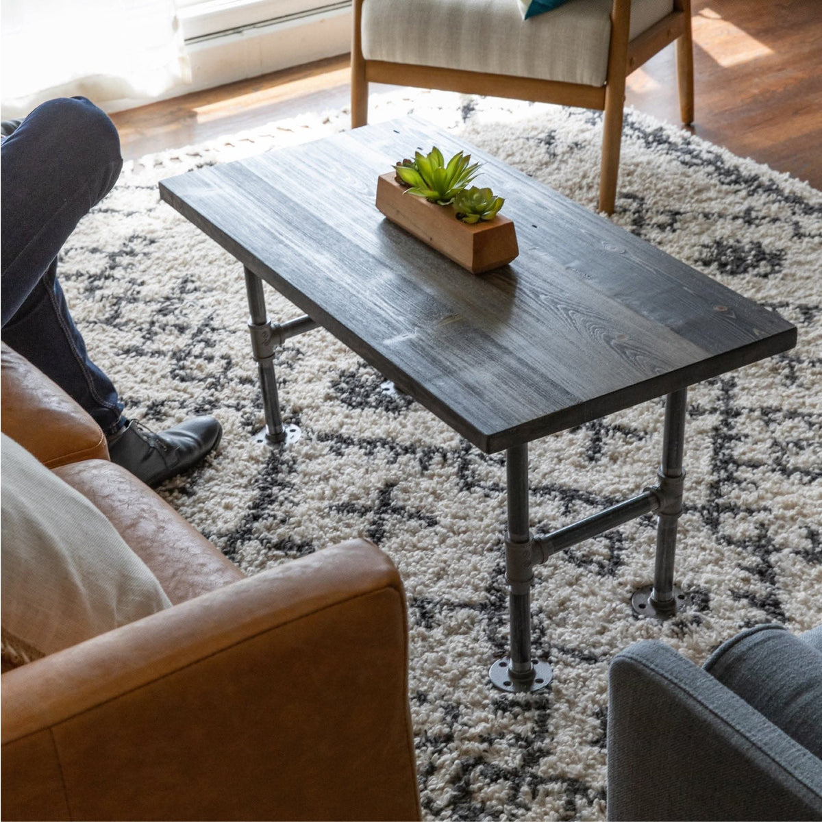 RESTORE Boulder Black Solid Wood Coffee Table