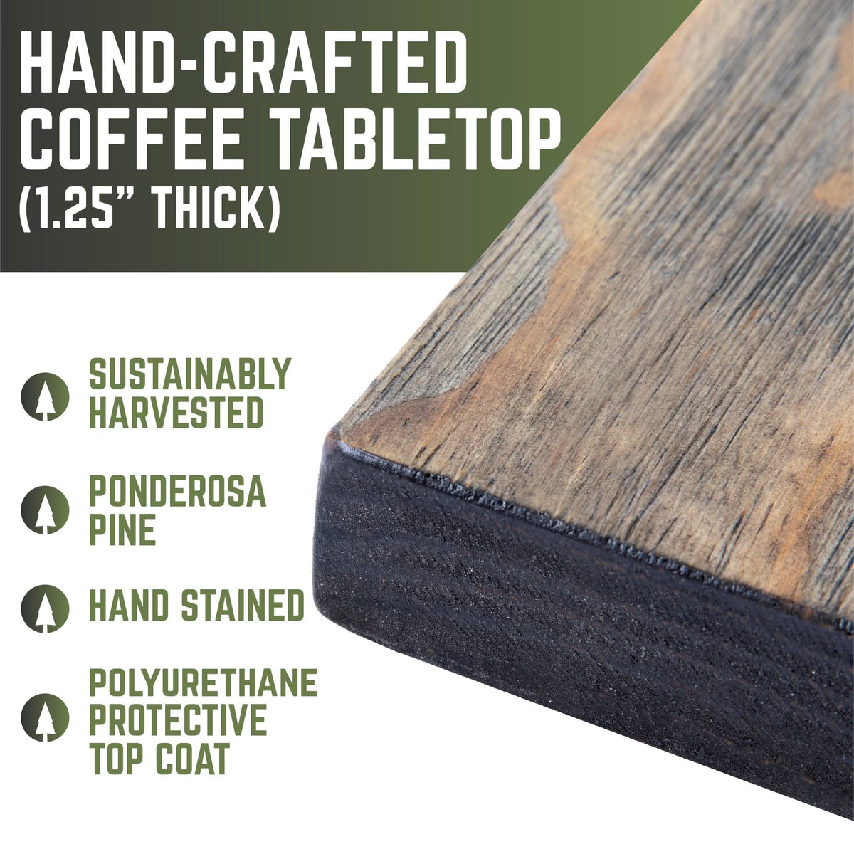 RESTORE Boulder Black Solid Wood Coffee Table