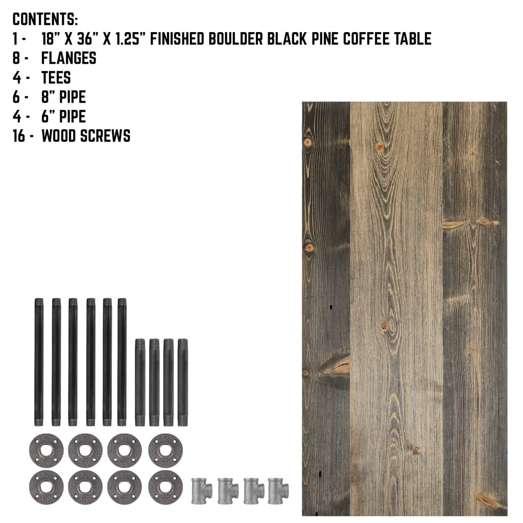 RESTORE Boulder Black Solid Wood Coffee Table