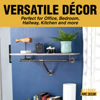 24 in. Wall Mounted Clothing Rack with Wood Shelf, Riverstone Grey