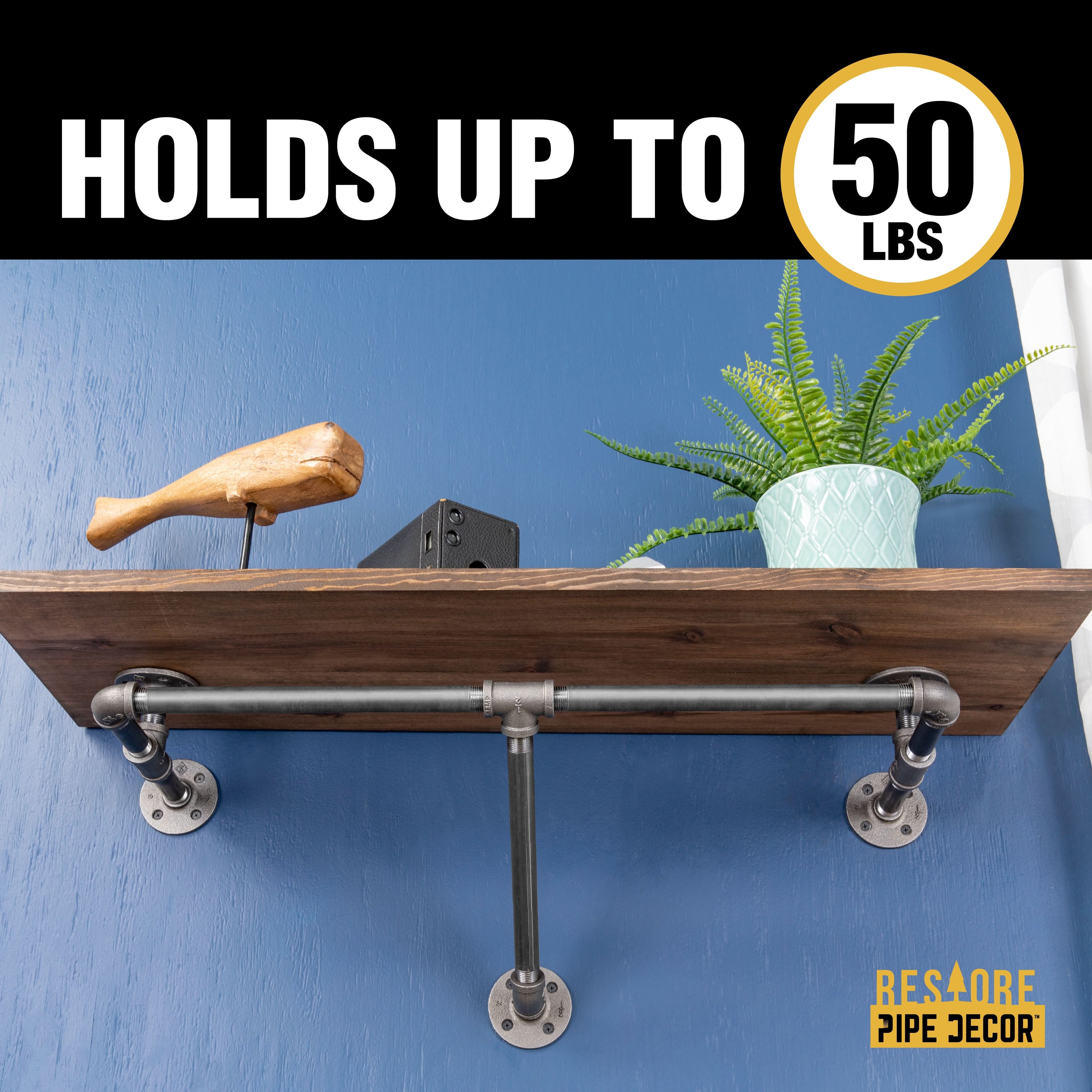 24 in. Wall Mounted Clothing Rack with Wood Shelf, Trail Brown