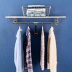 36 in. Wall Mounted Clothing Rack with Wood Shelf, Riverstone Grey