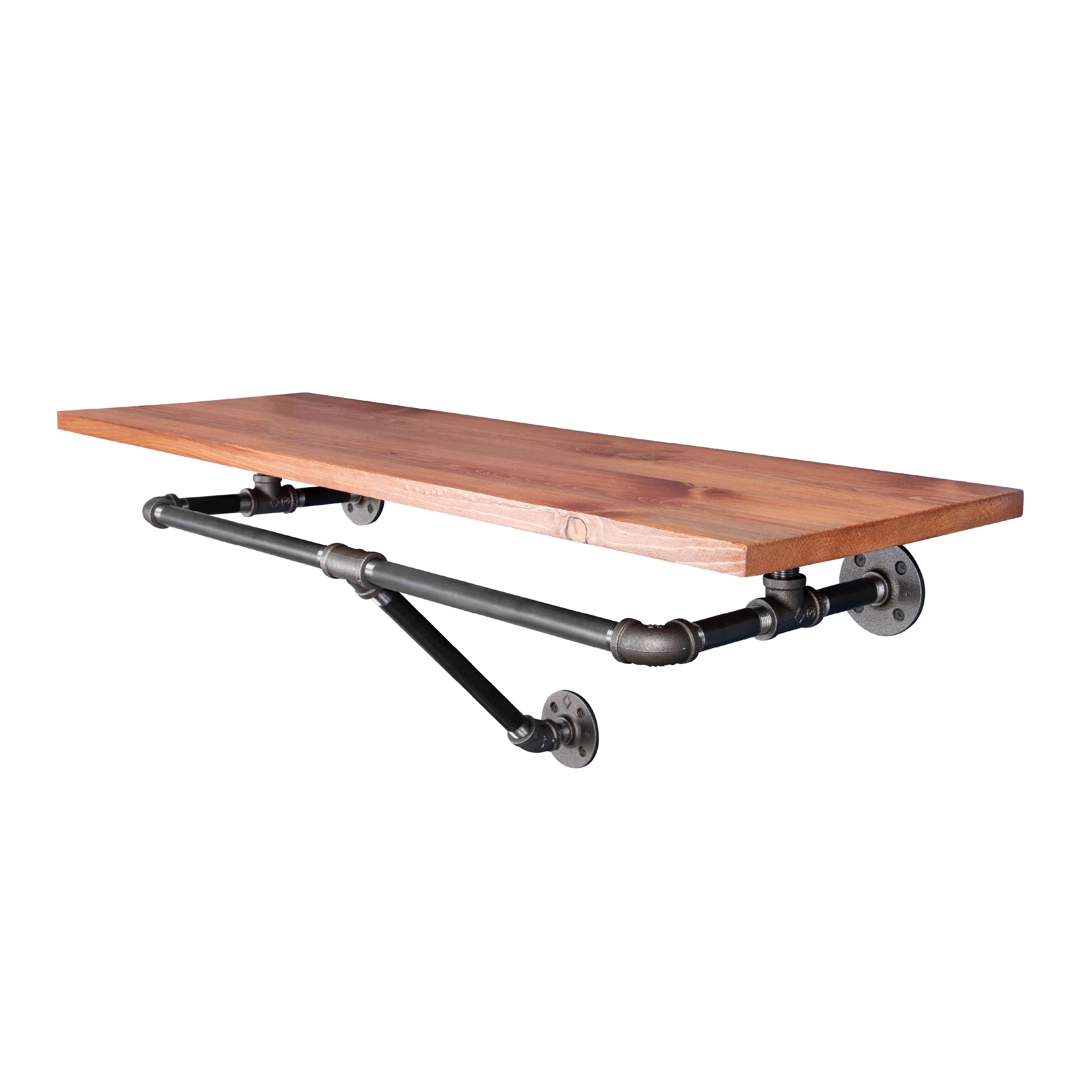 36 in. Wall Mounted Clothing Rack with Wood Shelf, Sunset Cedar