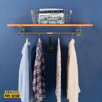 36 in. Wall Mounted Clothing Rack with Wood Shelf, Sunset Cedar