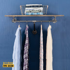 36 in. Wall Mounted Clothing Rack with Wood Shelf, Trail Brown