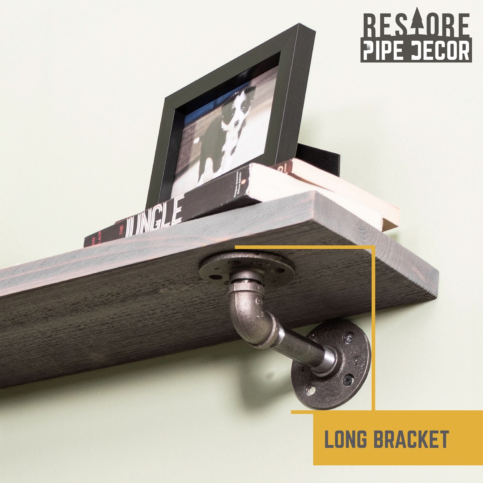 RESTORE Riverstone Grey 24 in. Shelves with L-Shaped Brackets