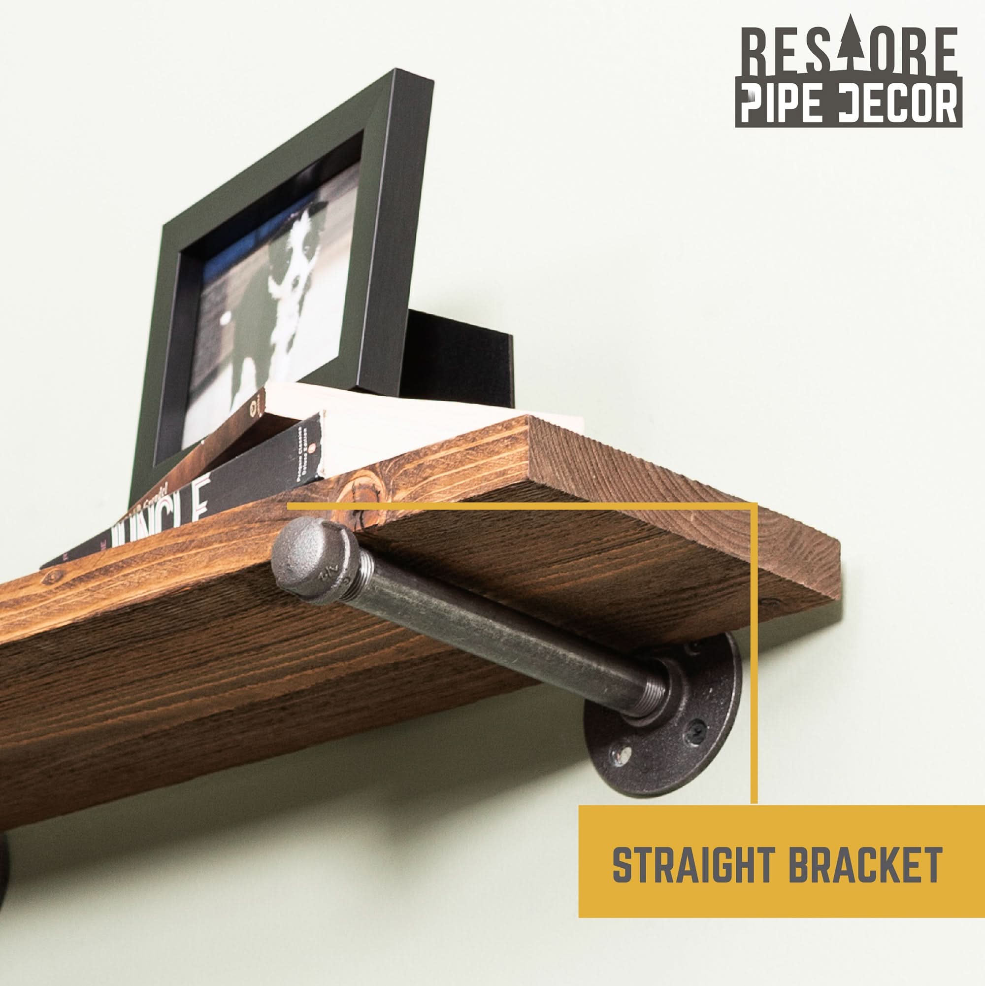 RESTORE Autumn Brown 24 in. Shelves with Straight Brackets