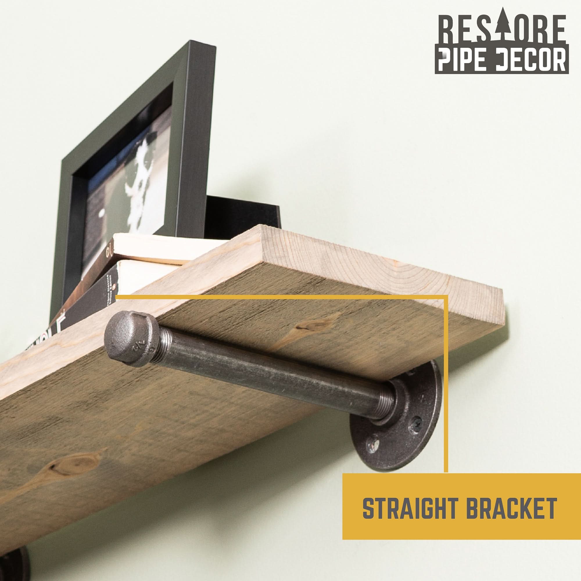 RESTORE Driftwood Tan 36 in. Shelves with Straight Brackets