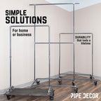 59 ½ in. Rolling Single Rod Clothing Rack with Wood Shelf, Boulder Black