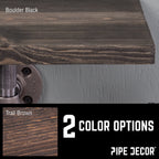 6 in. Wall-Mounted Pipe Toilet Paper Holder with Wood Shelf, Boulder Black