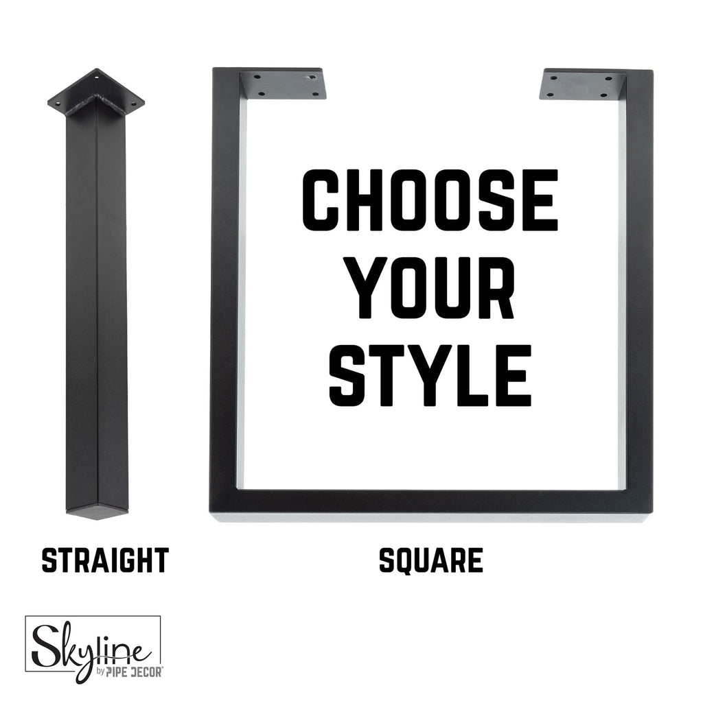 28 in. Skyline Matte Black Square Metal High-Rise Dining or Desk Table Legs - 4 Pack