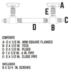 1/2 in. Tee Barn Door Handle, Mini-Square Flange – 10.75 in. L