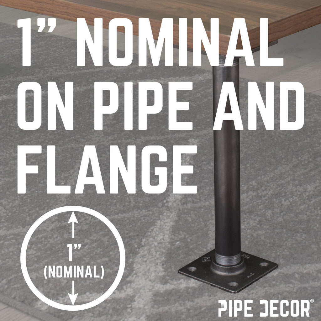 1 in. x 12 in. Square Flange Pipe Table Legs - 4 Pack