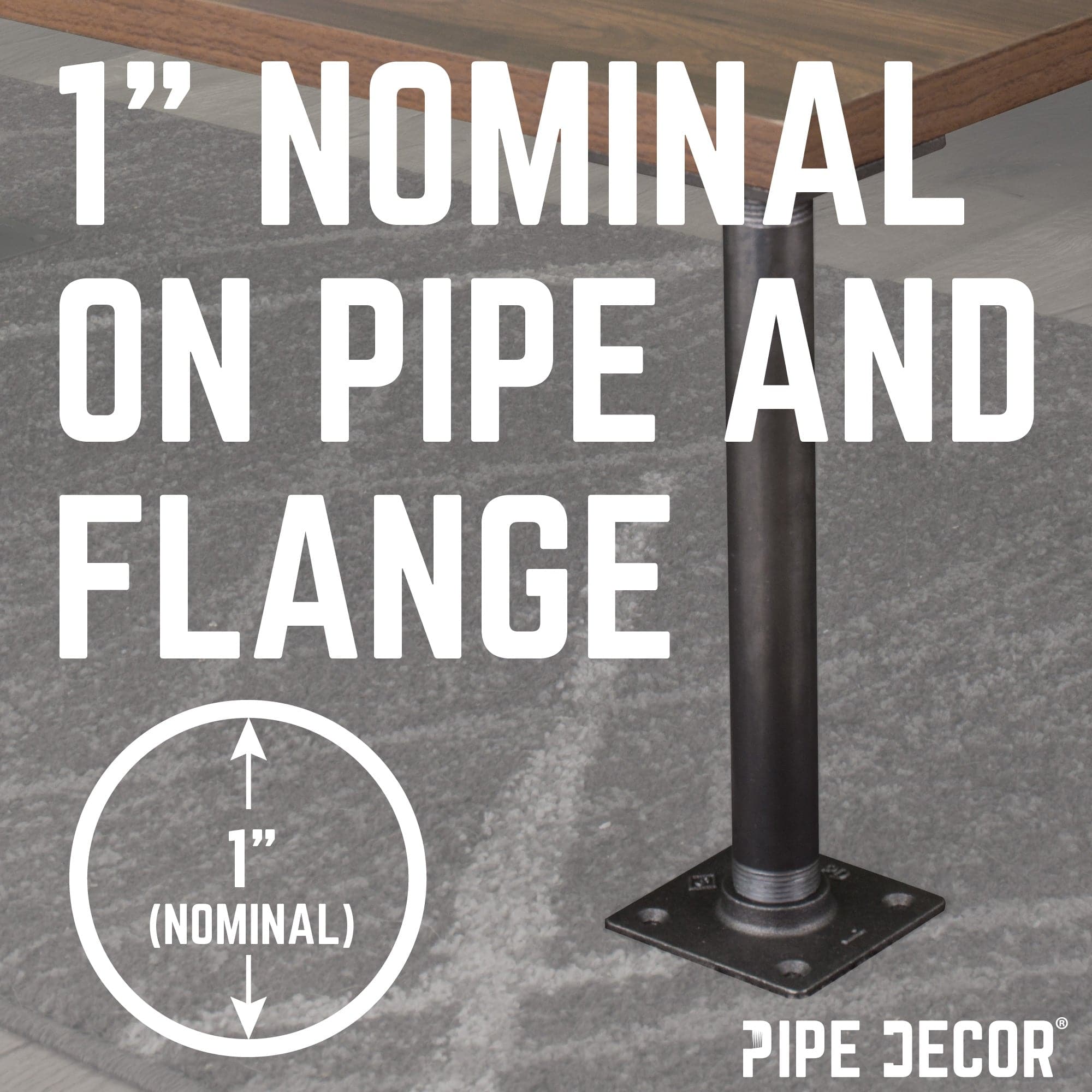 1 in. x 12 in. Square Flange Pipe Table Legs - 4 Pack