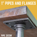 1 in. x 12 in. Square Flange Pipe Table Legs - 4 Pack