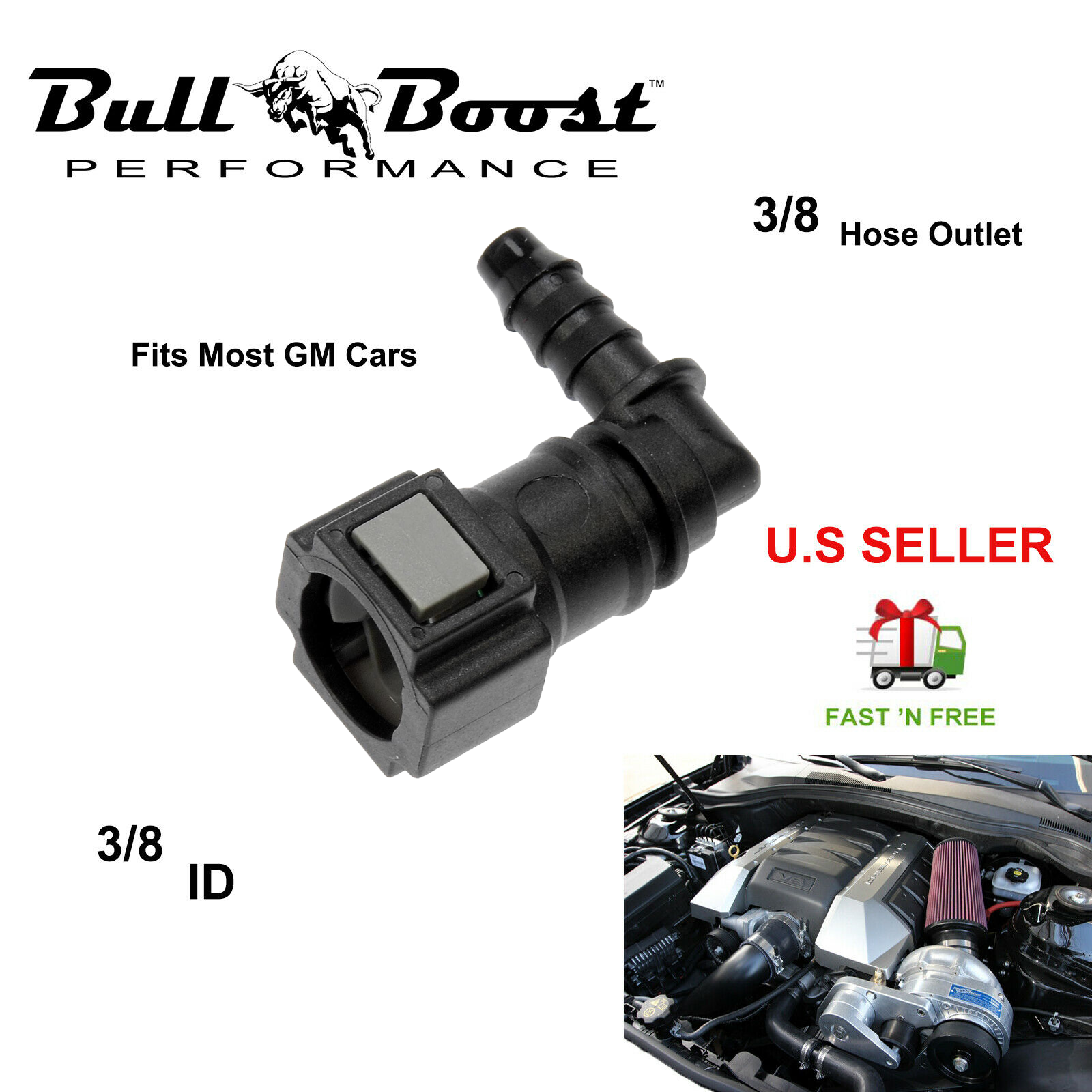 90 Degree LS LS1 SS Fuel Rail Quick Connect Fitting Line Adapter 3-8” ID to 3-8"