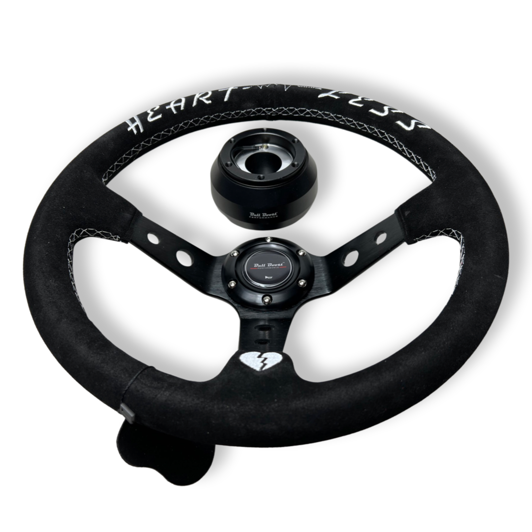 Suede Deep Dish Steering Wheel + Short Hub Adapter Boss Kit For Subaru BRZ FRS tC xB xD