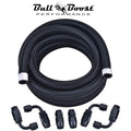 AN10 -10AN Fitting Stainless Steel Braided Oil Fuel Hose Line Kit 10Feet Black