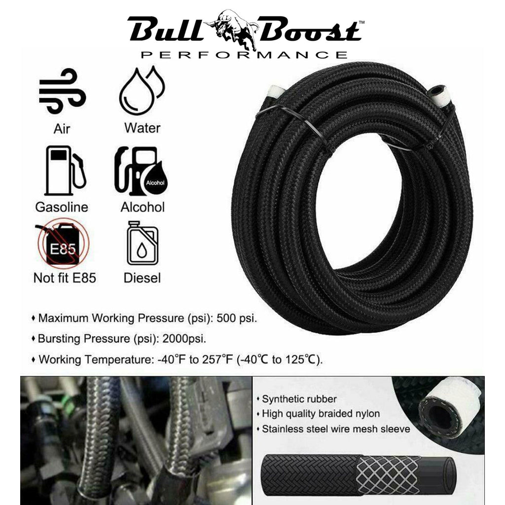 AN10 -10AN Fitting Stainless Steel Braided Oil Fuel Hose Line Kit 10Feet