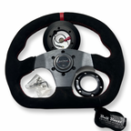Suede Steering Wheel + Short Hub Adapter Kit For 02-07 Impreza WRX STI Legacy