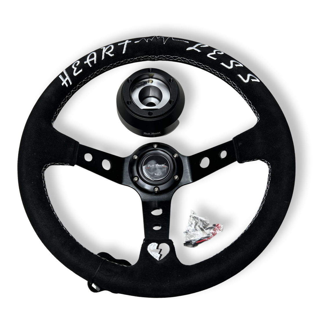Suede Deep Dish Steering Wheel + Short Hub Adapter Boss Kit For Subaru BRZ FRS tC xB xD