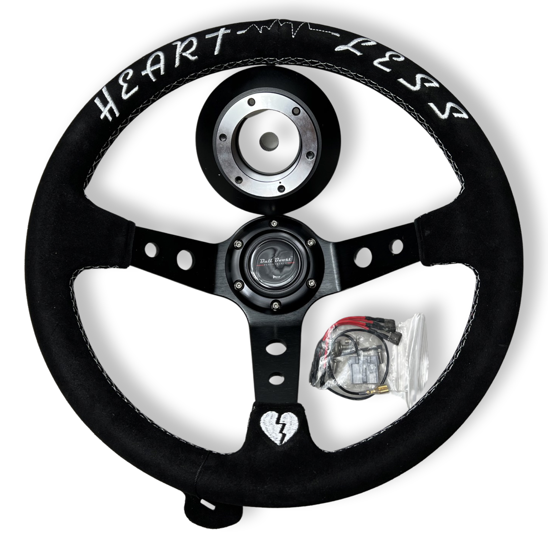 Infiniti G35 G37 Suede 3"Deep Dish Steering Wheel + Quick Release Short Hub Adapter