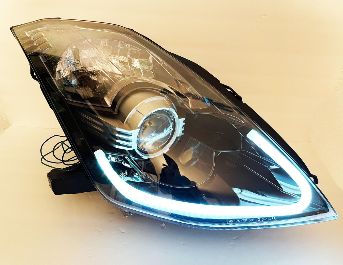 LED DEPO Pair Bi-Xenon Black Projector Headlights DOT/SAE For 2003-2009 Nissan 350z